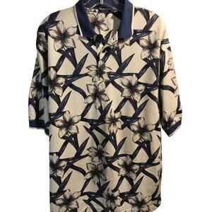 Winner Mate Vintage Men’s M Beige Blue 1/4 Button Short Sleeve Cotton Polo Shirt